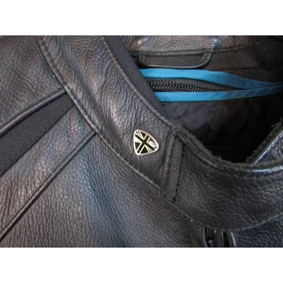 Triumph Leather Motorcycle Jacket Mens Medium Black Insulated Padded Lined - Picture 10 of 16